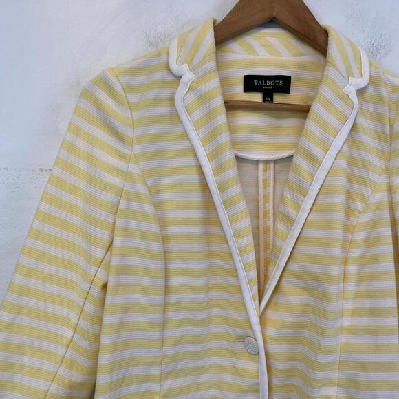 TALBOTS white yellow stripe blazer sz 14P - Picture 4 of 5